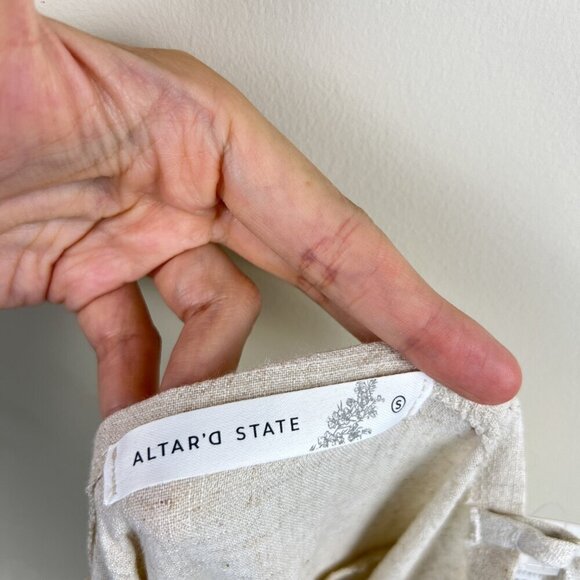 NWT Altar'd State Natural Beige Sadie Linen Slit Midi Dress - Picture 4 of 7